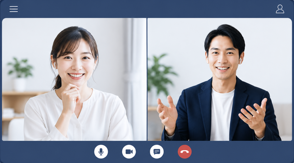 オンラインで個別相談を受ける受講者
